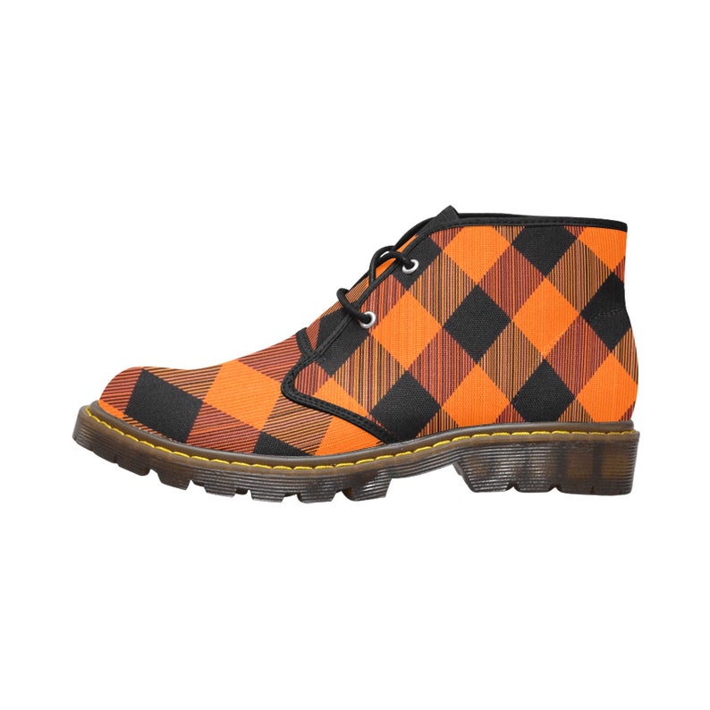 Women's Fall Autumn Orange & Black Checkered Plaid Canvas