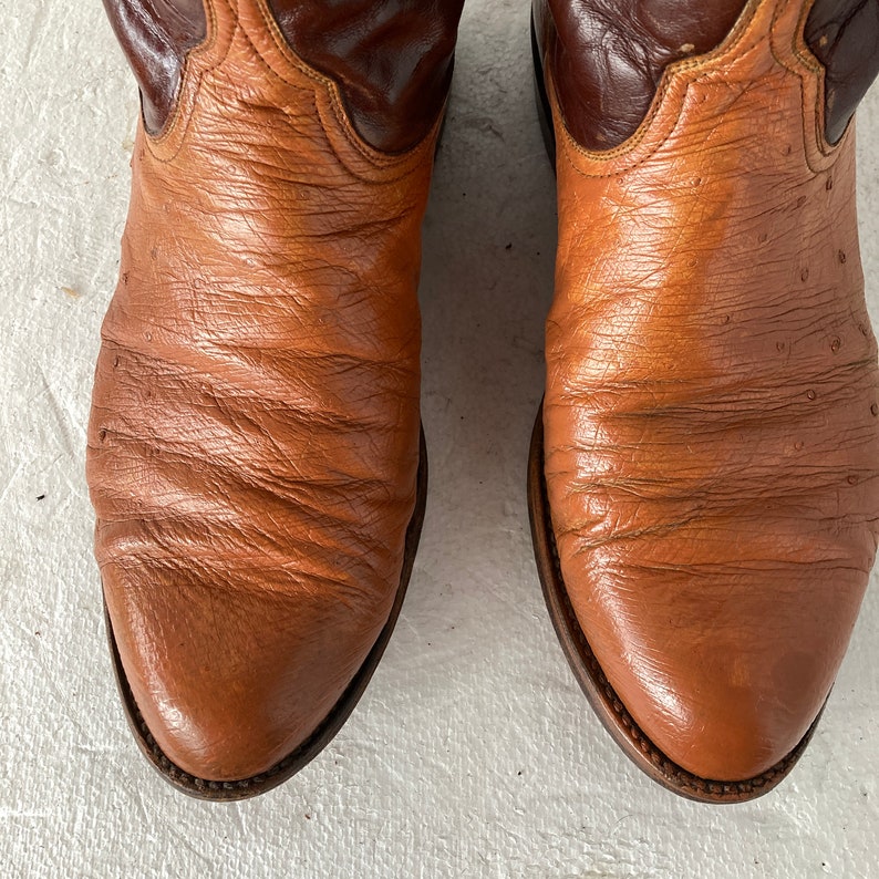 Men's Lucchese 10d Vintage Cowboy Boots Two Tone Ostrich and