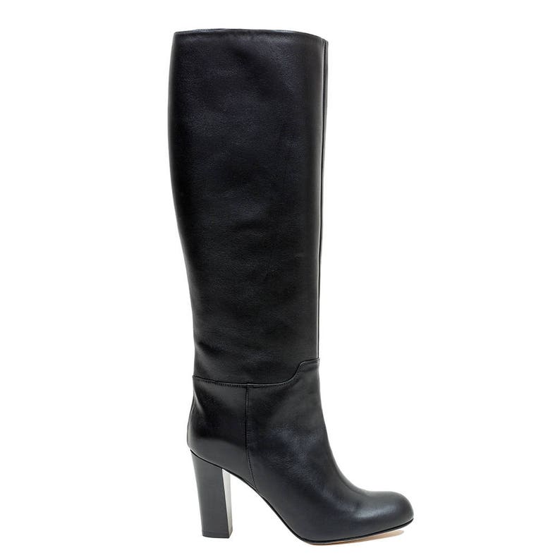 Women's Black Leather Knee High Boots Black Knee High Boots