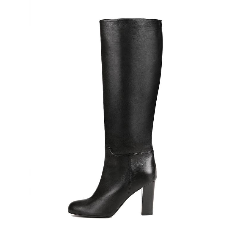 Women's Black Leather Knee High Boots Black Knee High Boots