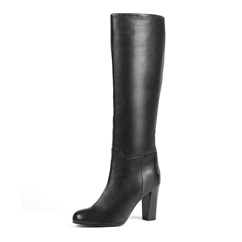 Women's Black Leather Knee High Boots Black Knee High Boots