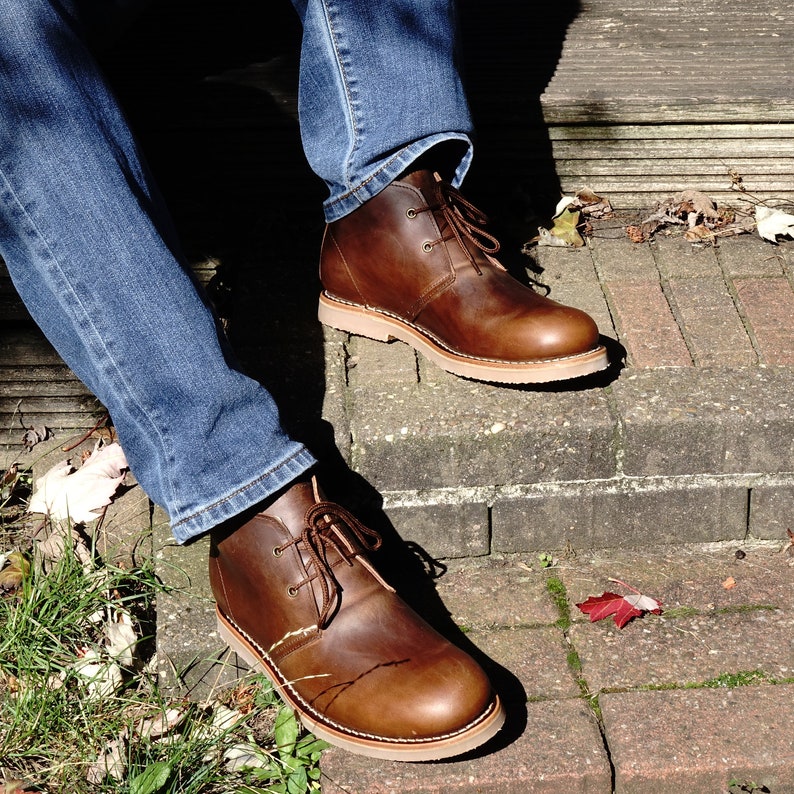 Men's Handmade Full Grain Leather Chukka Desert Lace up Boots Eco