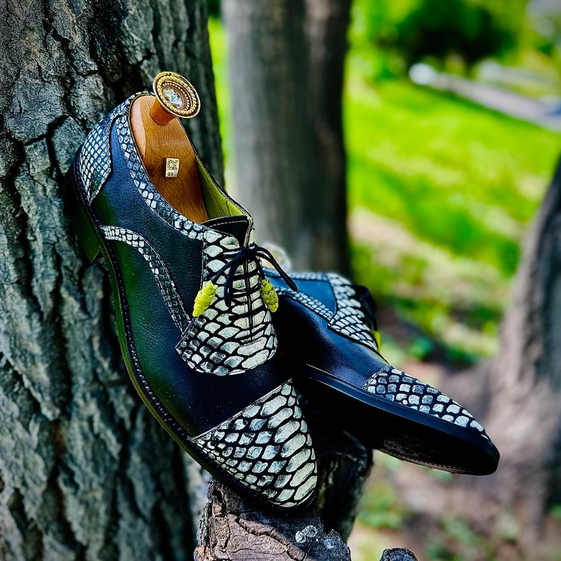 Men's Snake Skin Design Dress Shoe Genuine Leather Snakeskin