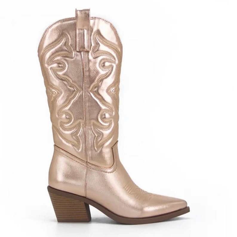 Women's Metallic Embroidered Cowboy Boots Womens