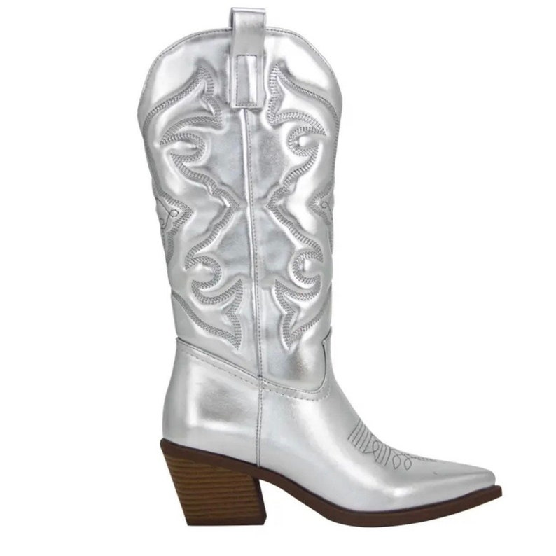 Women's Metallic Embroidered Cowboy Boots Womens