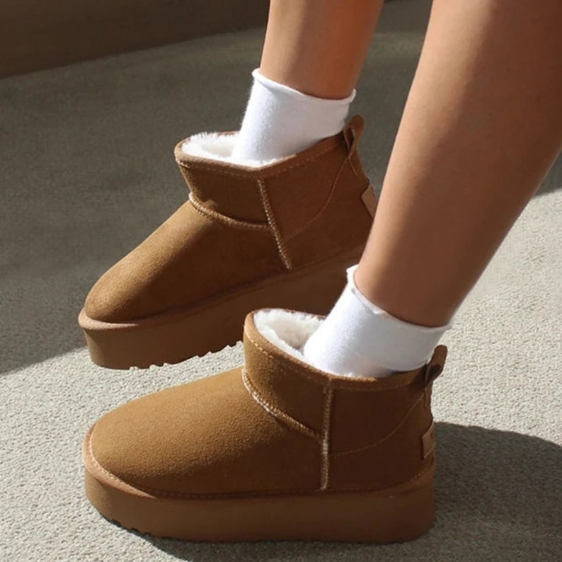 Women's Winter Ankle Boots Inspired Adults Vegan Camel Snow Booots