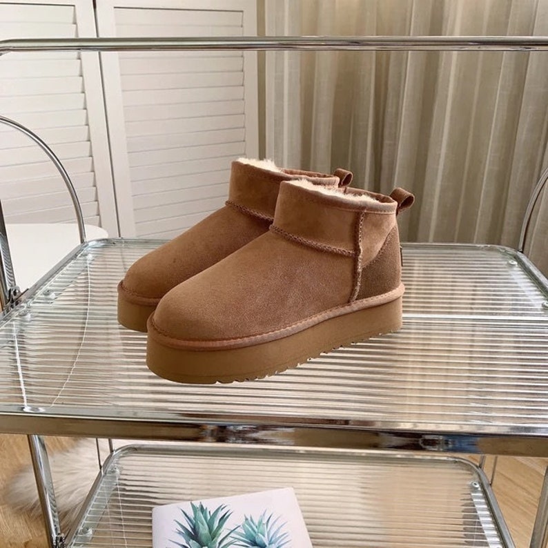 Women's Winter Ankle Boots Inspired Adults Vegan Camel Snow Booots