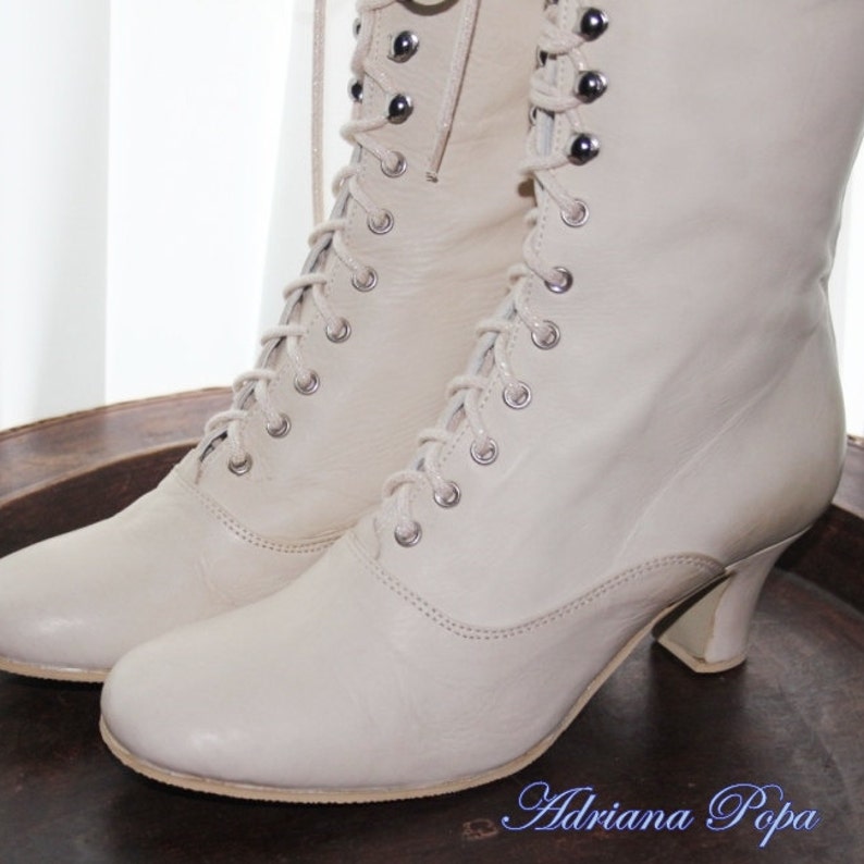 Women's White Boots Bridal Shoes Victorian Boots 1900 Weeding Boots