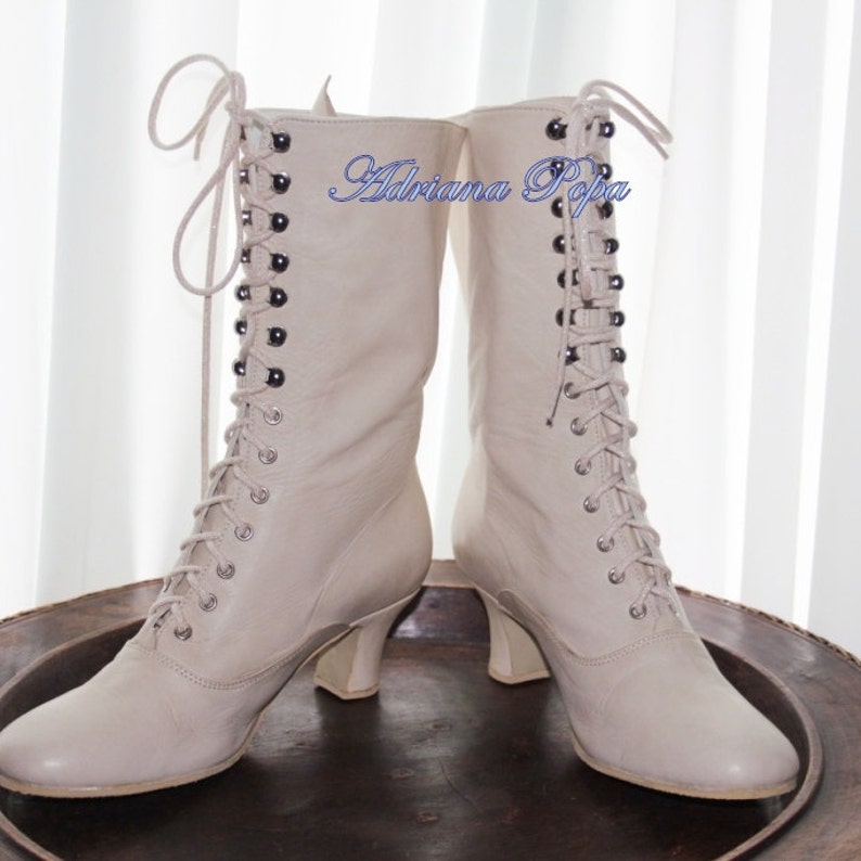 Women's White Boots Bridal Shoes Victorian Boots 1900 Weeding Boots