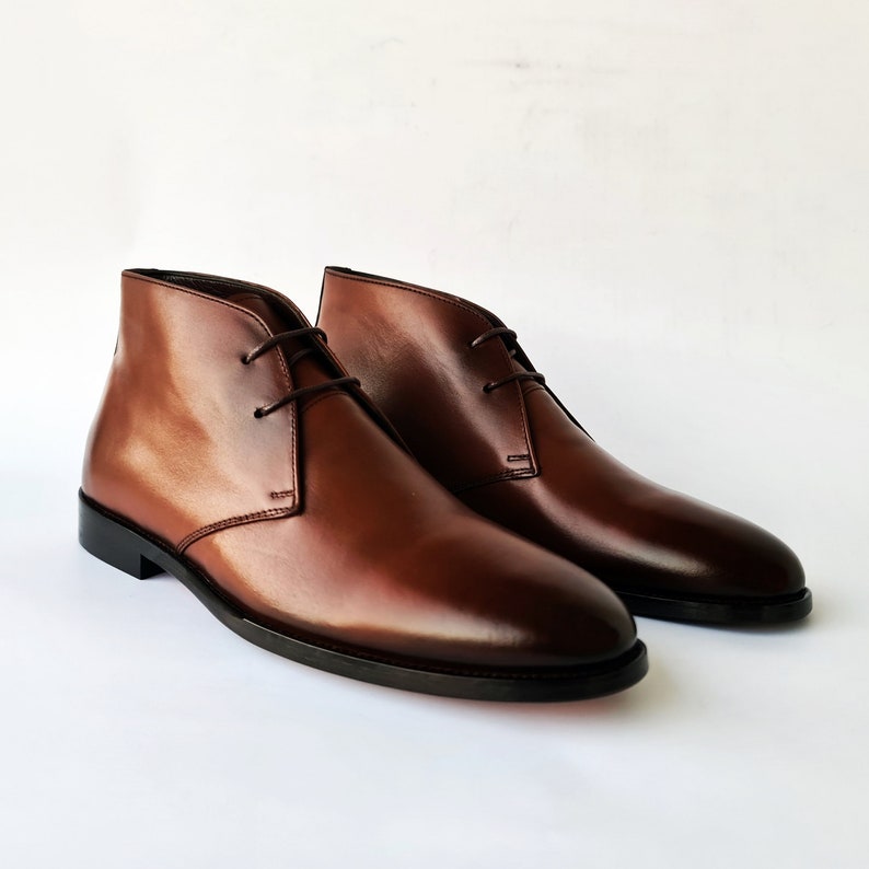 Men's Tobacco Chukka Boots for Handmade Lace up Derby Boots