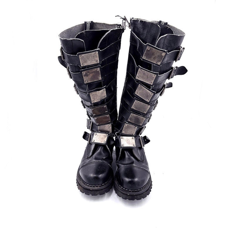 Men's Vintage Demonia Black Faux Leather Cyber Goth Knee Boots