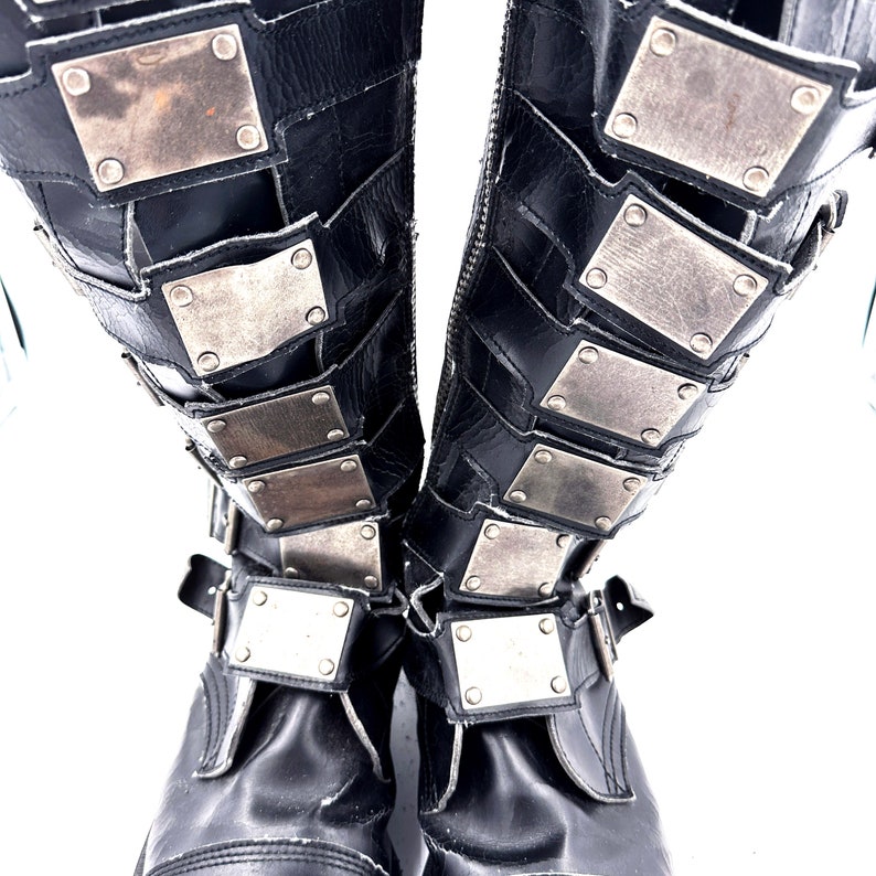 Men's Vintage Demonia Black Faux Leather Cyber Goth Knee Boots