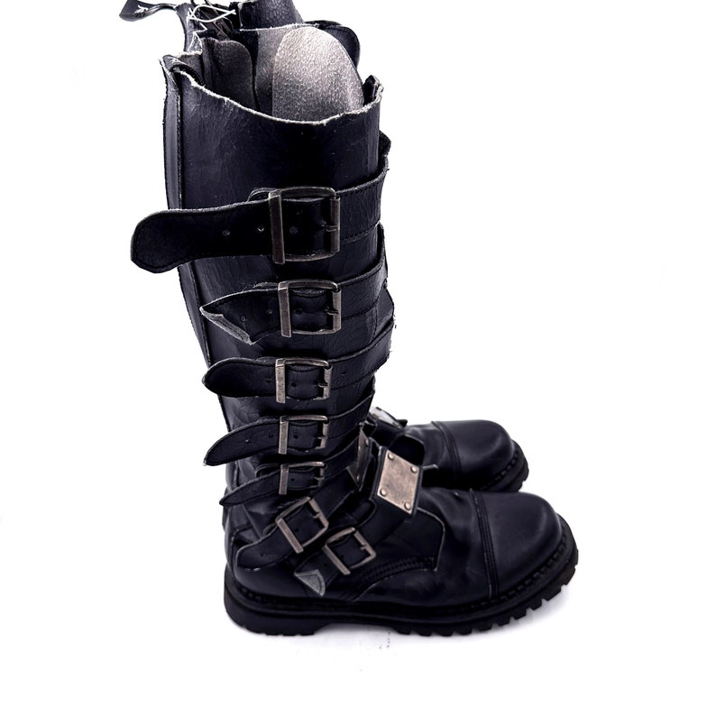 Men's Vintage Demonia Black Faux Leather Cyber Goth Knee Boots