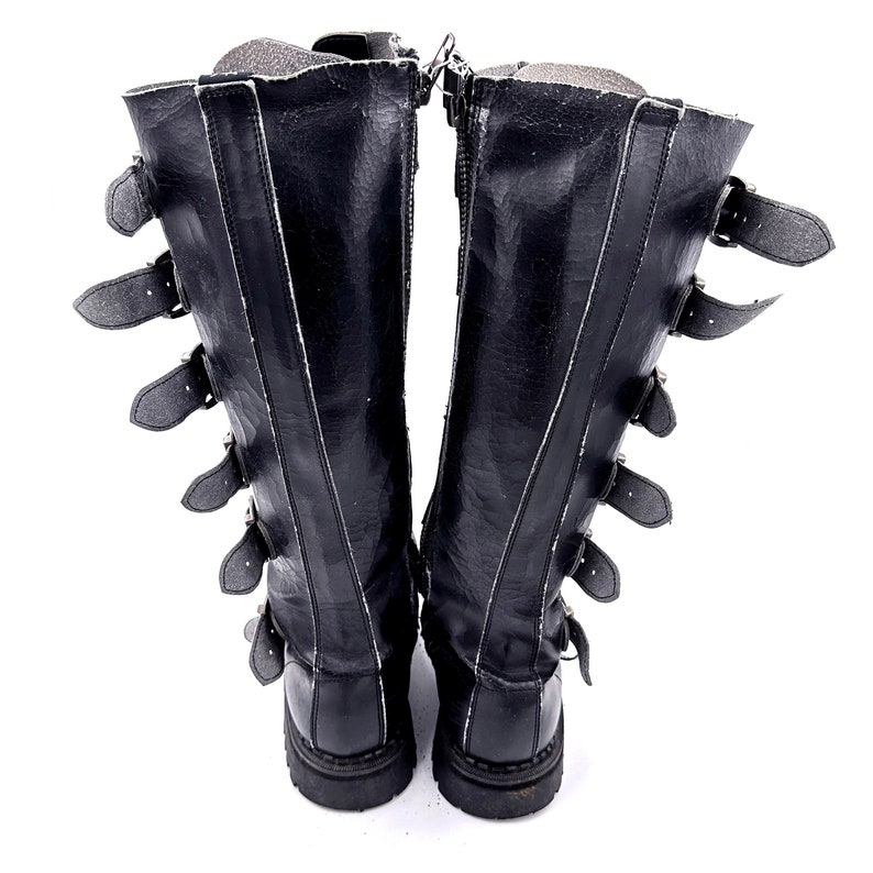 Men's Vintage Demonia Black Faux Leather Cyber Goth Knee Boots