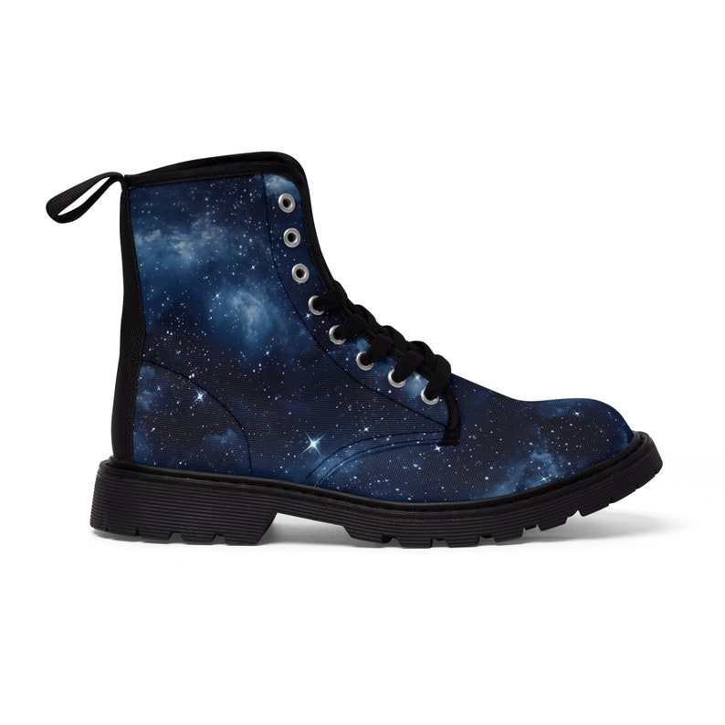 Women's Black and Blue Galaxy Canvas Boots