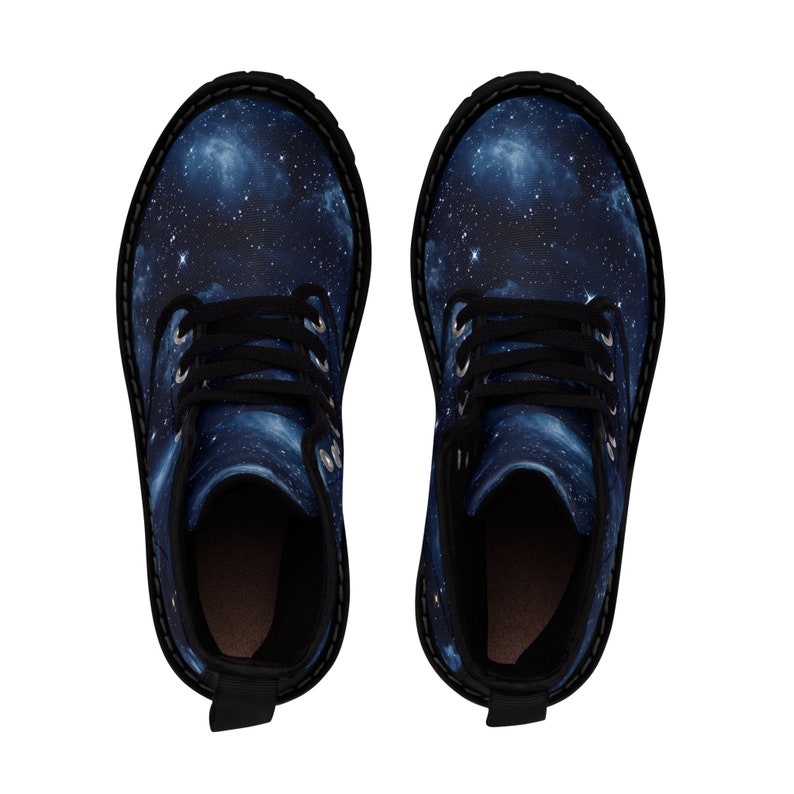 Women's Black and Blue Galaxy Canvas Boots