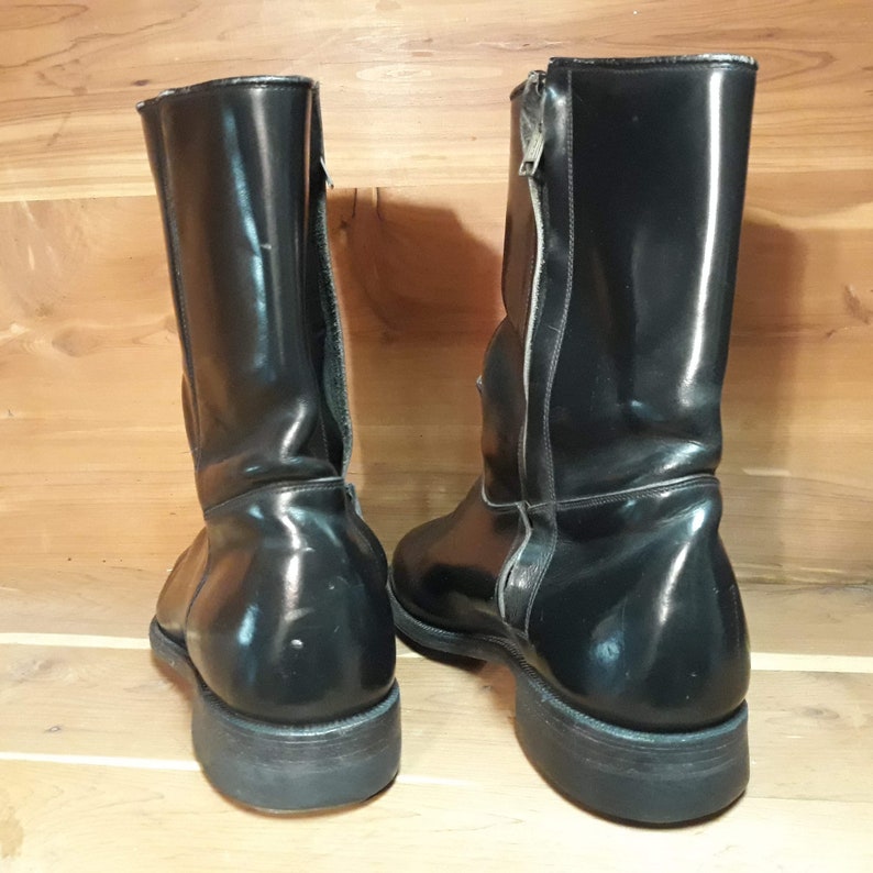 Men's Roper Cowboy Black Leather Boots Inside Zipper Handmade by