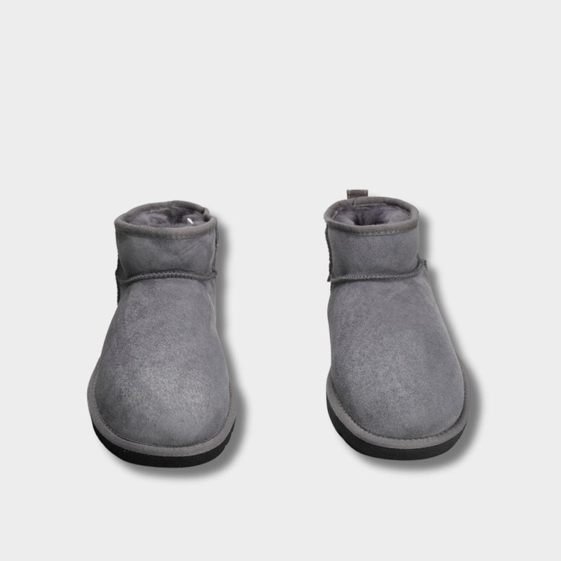 Women's & Sheepskin Boot Grey Color Winter Slippers Cozy