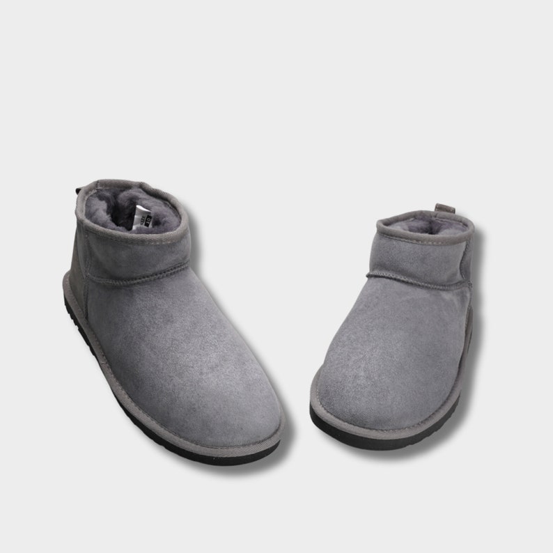 Women's & Sheepskin Boot Grey Color Winter Slippers Cozy