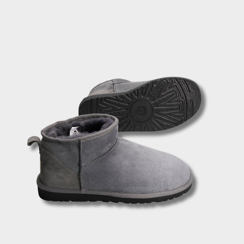 Women's & Sheepskin Boot Grey Color Winter Slippers Cozy