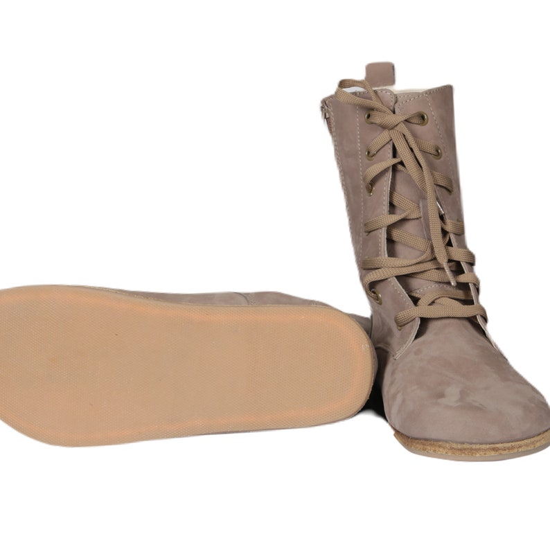 Women's Handmade LONG Boots Zero Drop Barefoot SMOKED NUBUCK