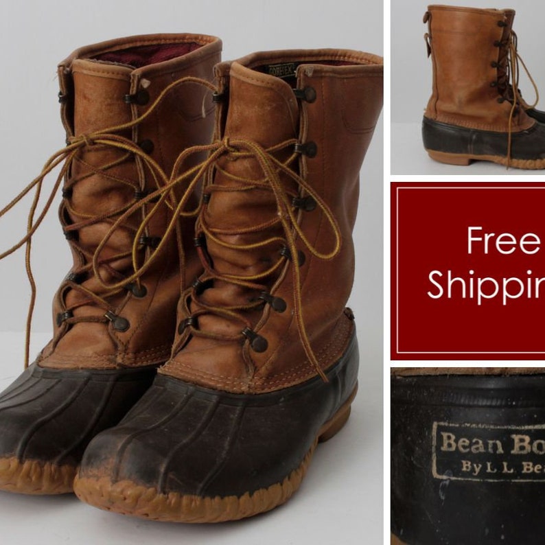 Men's Vintage LL Bean Boots Leather Duck 12 US Retro UK