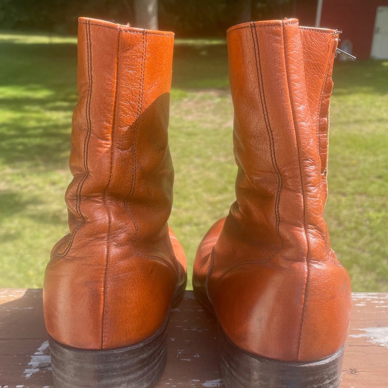 Men's 1970s Vintage Brown Leather Zipper Ankle Boots