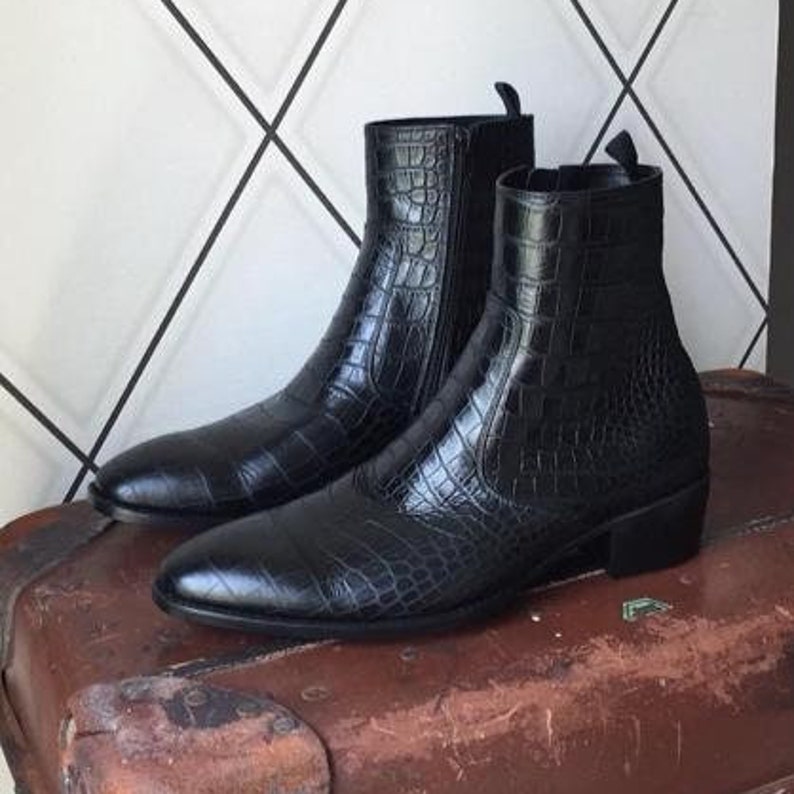 Men's Pure Handmade Leather Zipper Ankle Boots for Gifts