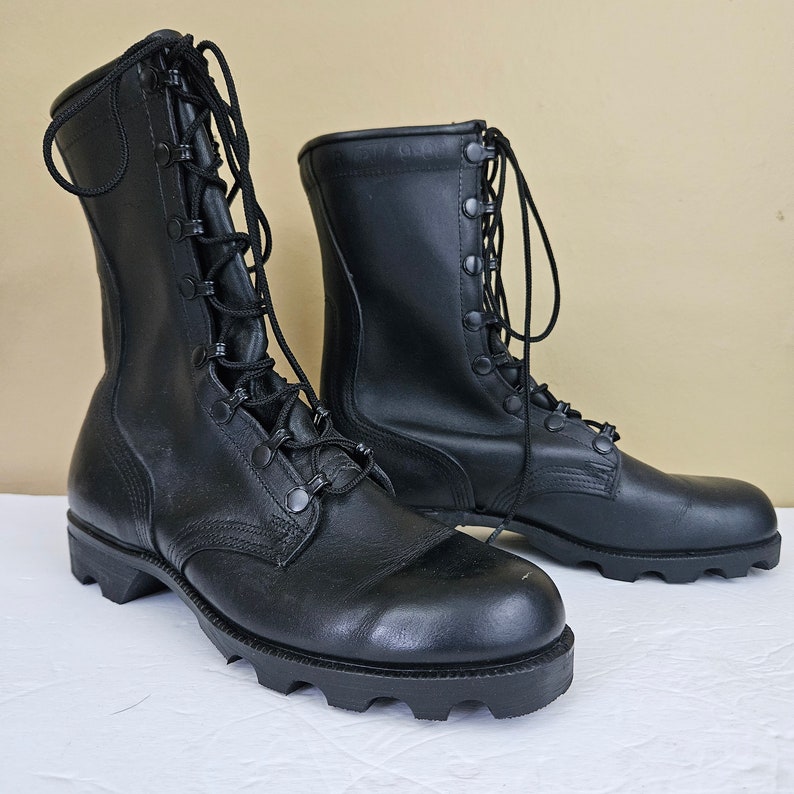 Men's R O Search Vintage Military Combat Boot Black Leather