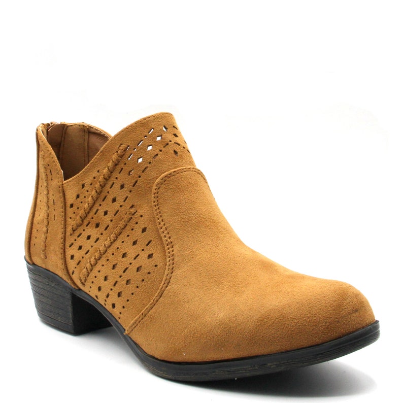 Women's Western Cowboy Stylish Hollow Ankle Booties V Sharp