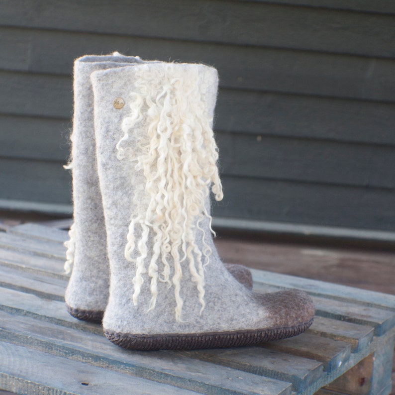 Women's Felted Boots Valenki From Organic Wool Felted With Natural