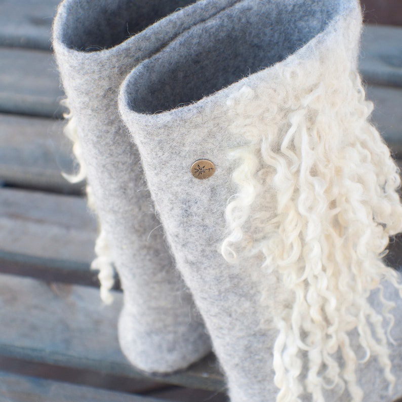 Women's Felted Boots Valenki From Organic Wool Felted With Natural