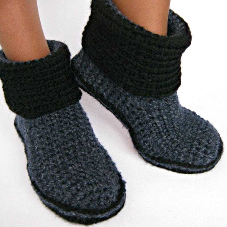 Women's Crochet Boots With Eco Leather Soles Crochet