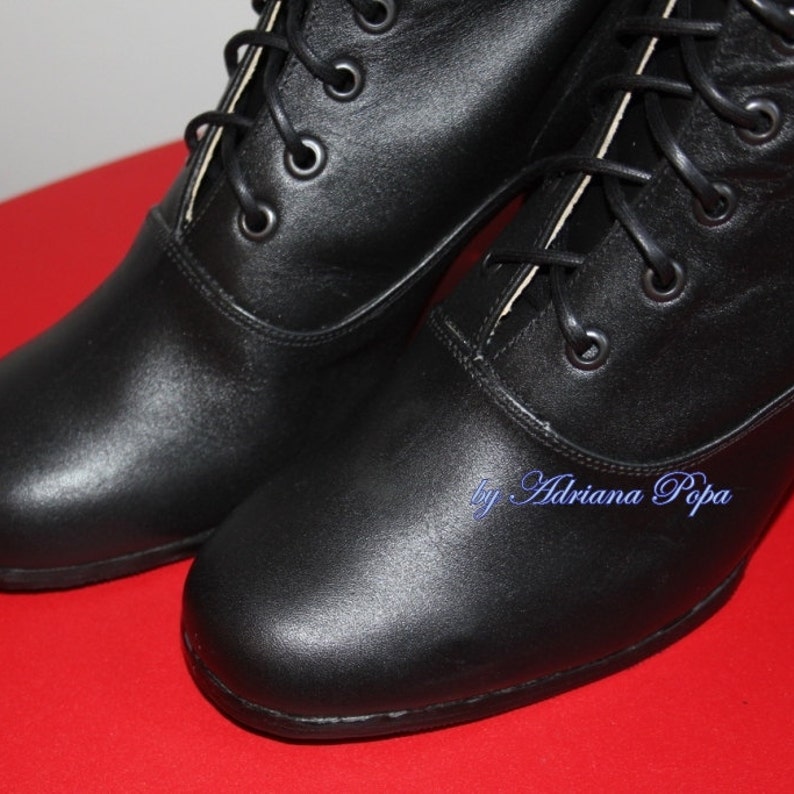 Women's Black Boots Black Leather Boots Victorian Boots Cosplay Boots