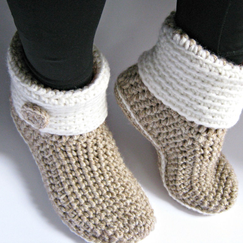 Women's Crochet Slipper Boots With Eco Leather Soles Slippers