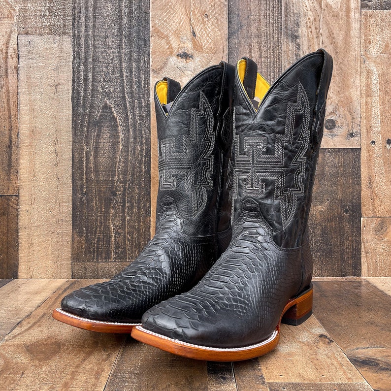 Men's Handcrafted Python Cowboy Boots/ Square Toe Cowboy