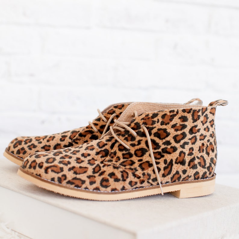 Women's Leopard Booties for Woman Animal Print Boots Eco Leather