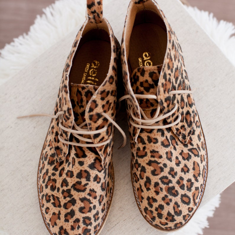 Women's Leopard Booties for Woman Animal Print Boots Eco Leather