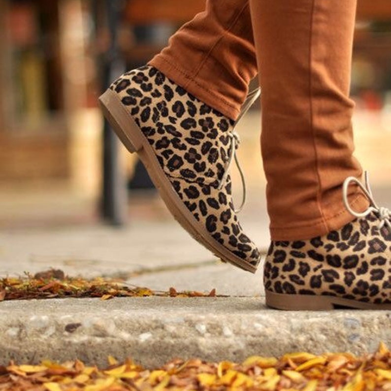 Women's Leopard Booties for Woman Animal Print Boots Eco Leather