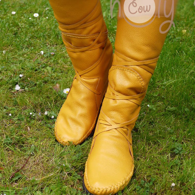 Men's Yellow Leather Moccasins Moccasins Moccasin Boots