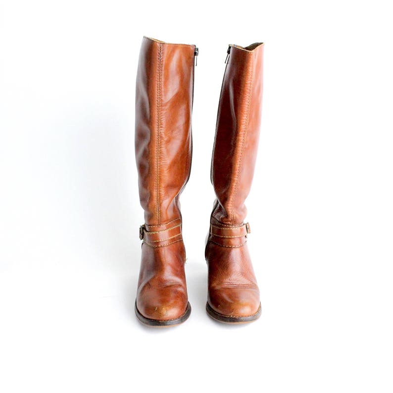 Women's Size 6.5 7 Vintage Supple Leather Riding Boots Brown