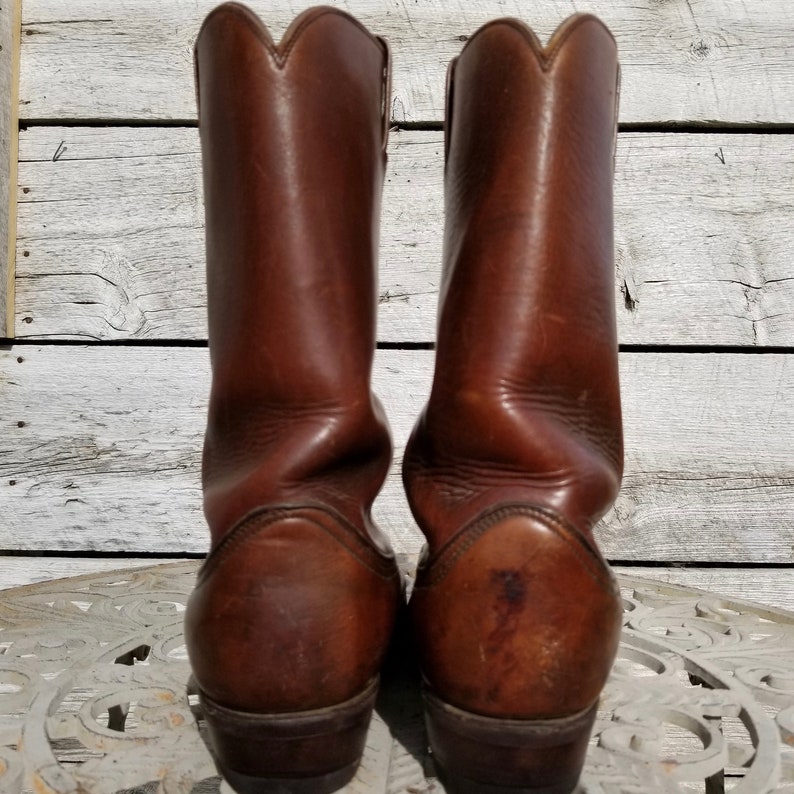 Men's Vintage Black Label Tony Lama Cowboy Boots Brown Leather