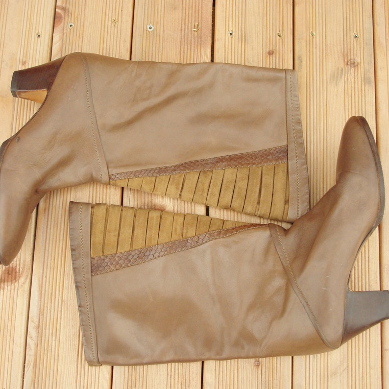 Women's 38 Size/vintage Leather Salamander Brown Boots/y2k Brown