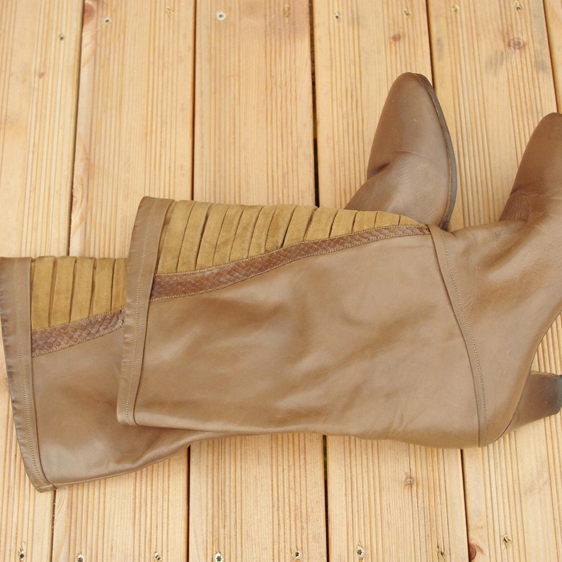 Women's 38 Size/vintage Leather Salamander Brown Boots/y2k Brown