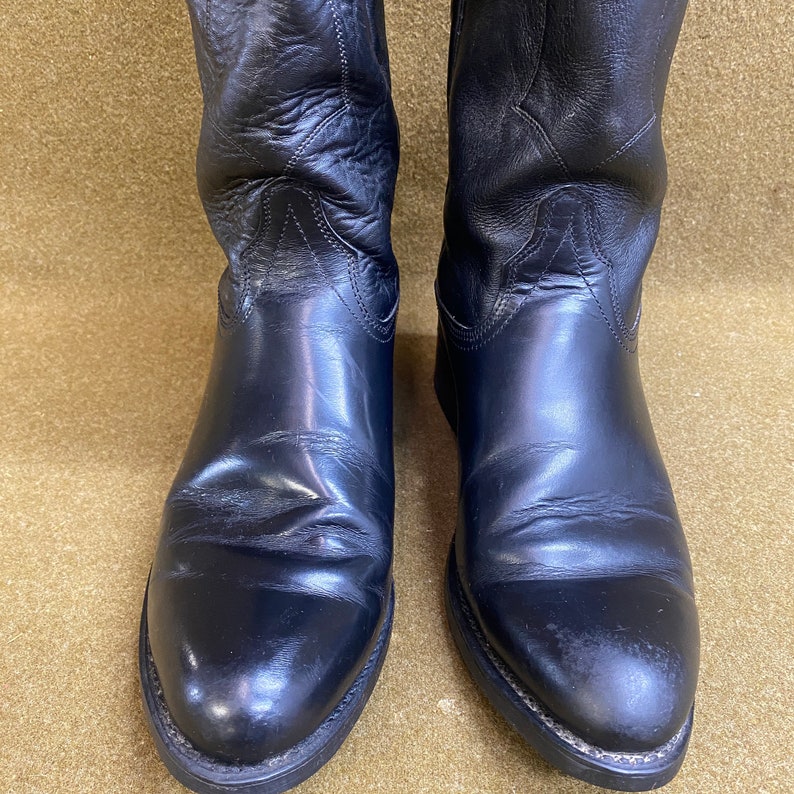 Men's Texas Roper Cowboy Western Black Leather Boots Style