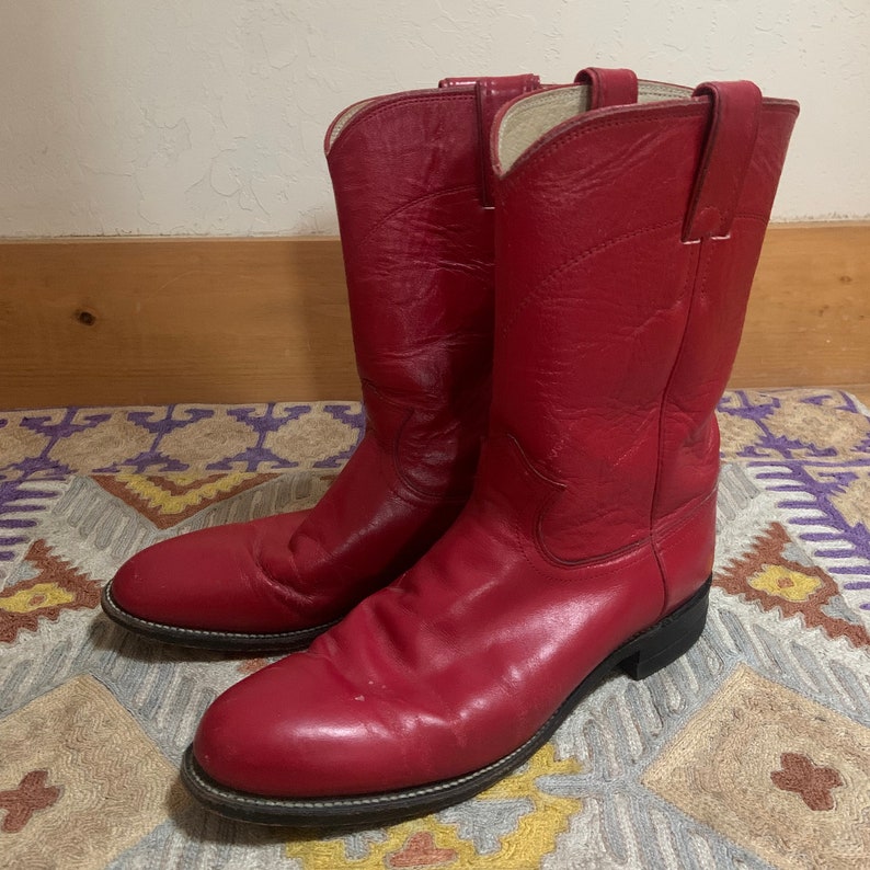 Men's Vintage Red Leather Justin Roper Boots