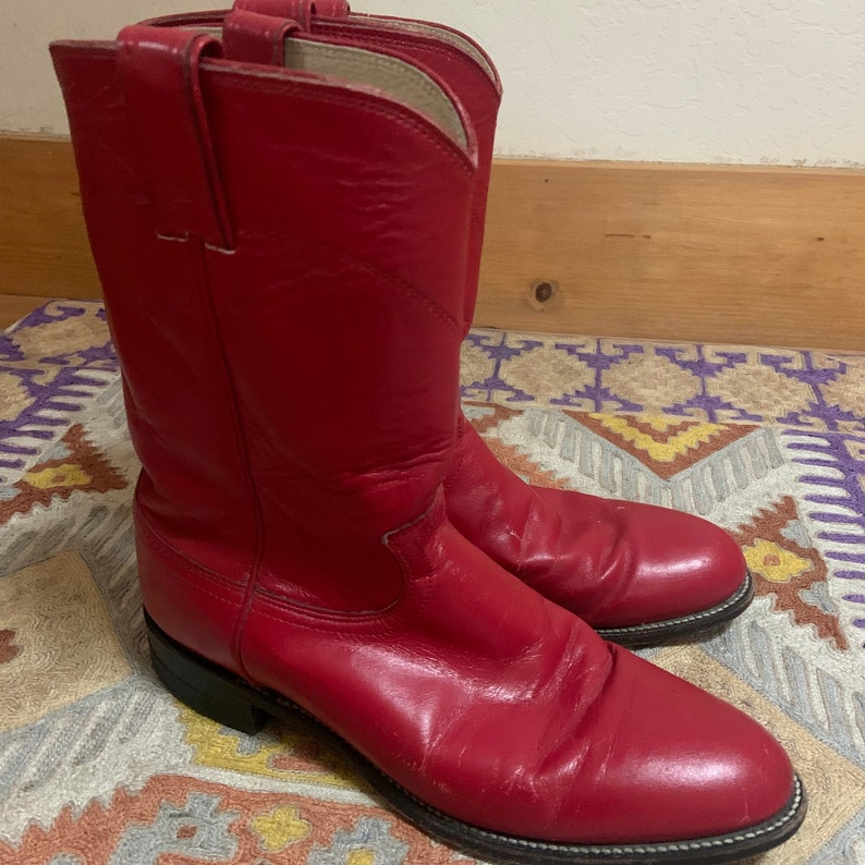 Men's Vintage Red Leather Justin Roper Boots