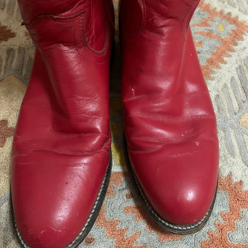 Men's Vintage Red Leather Justin Roper Boots