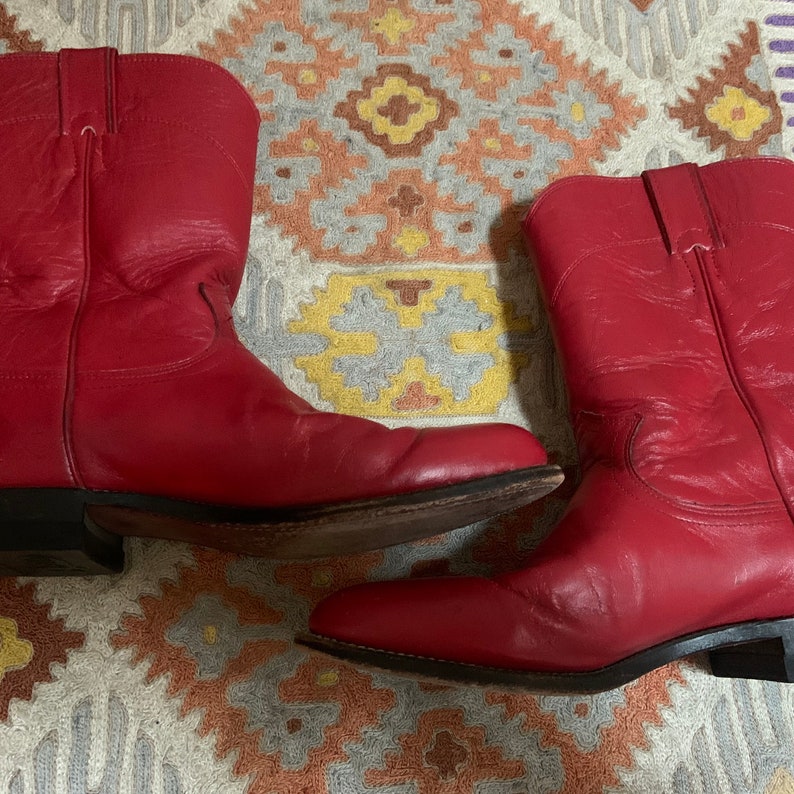 Men's Vintage Red Leather Justin Roper Boots