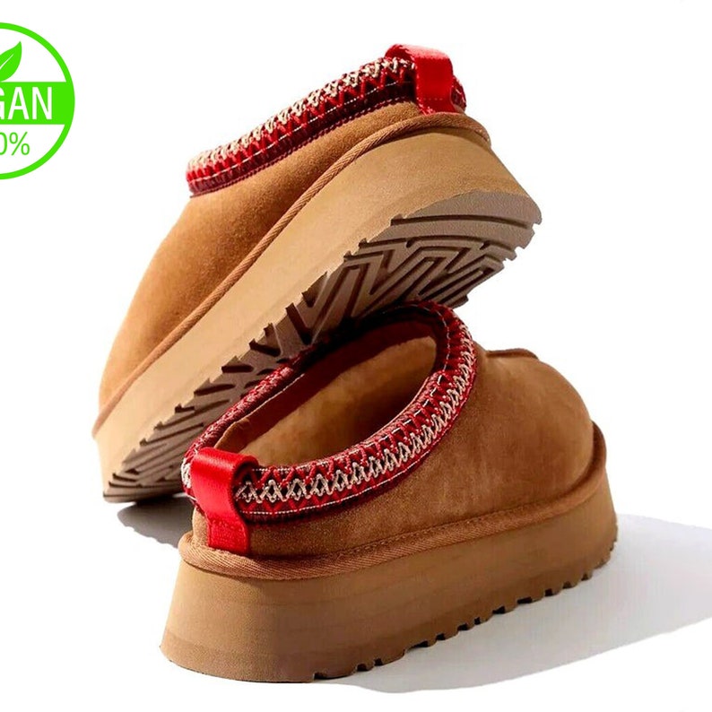 Women's Inspired Vegan Boots Brown Designer Tazz Slippers Warm